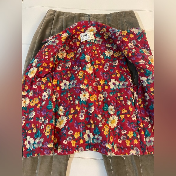 Vintage Adolfo at saks fifth Avenue gray velvet quilted handmade matching set - Picture 5 of 8